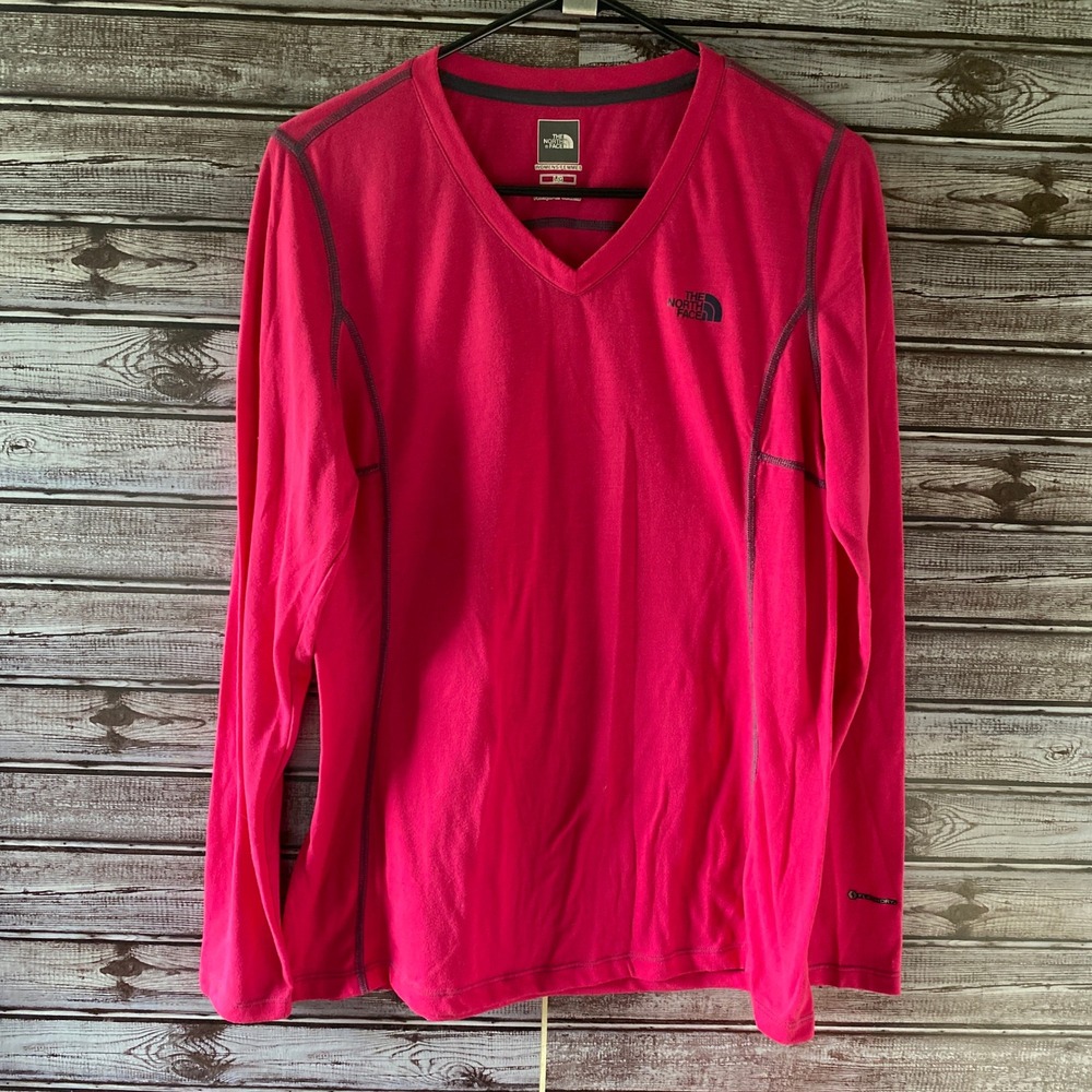 The North Face Women's FlashDry Long-Sleeved Top Size L Pink Blue Logo